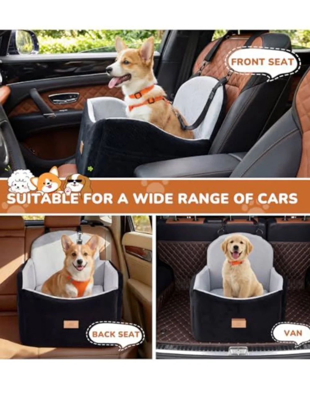 Luxybee  5” Cushion Dog Booster Car Seat Up to 40lbs with Waterproof Layer NEW